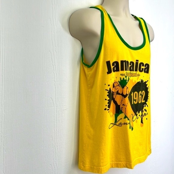 Island Tees - Vintage Jamaica 1962 Land We Love Yellow & Green Tank Size Medium - Picture 4 of 11